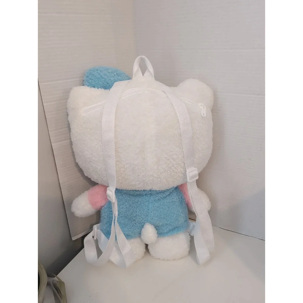 Hello Kitty Plush Pastel‎ Backpack Sanrio Blue Bow Large Bag NWOT